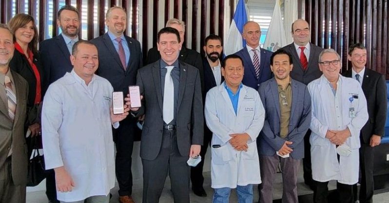 The Liberland team makes a large Bitcoin donation at the Benjamin Bloom Children's Hospital in San Salvador, El Salvador.